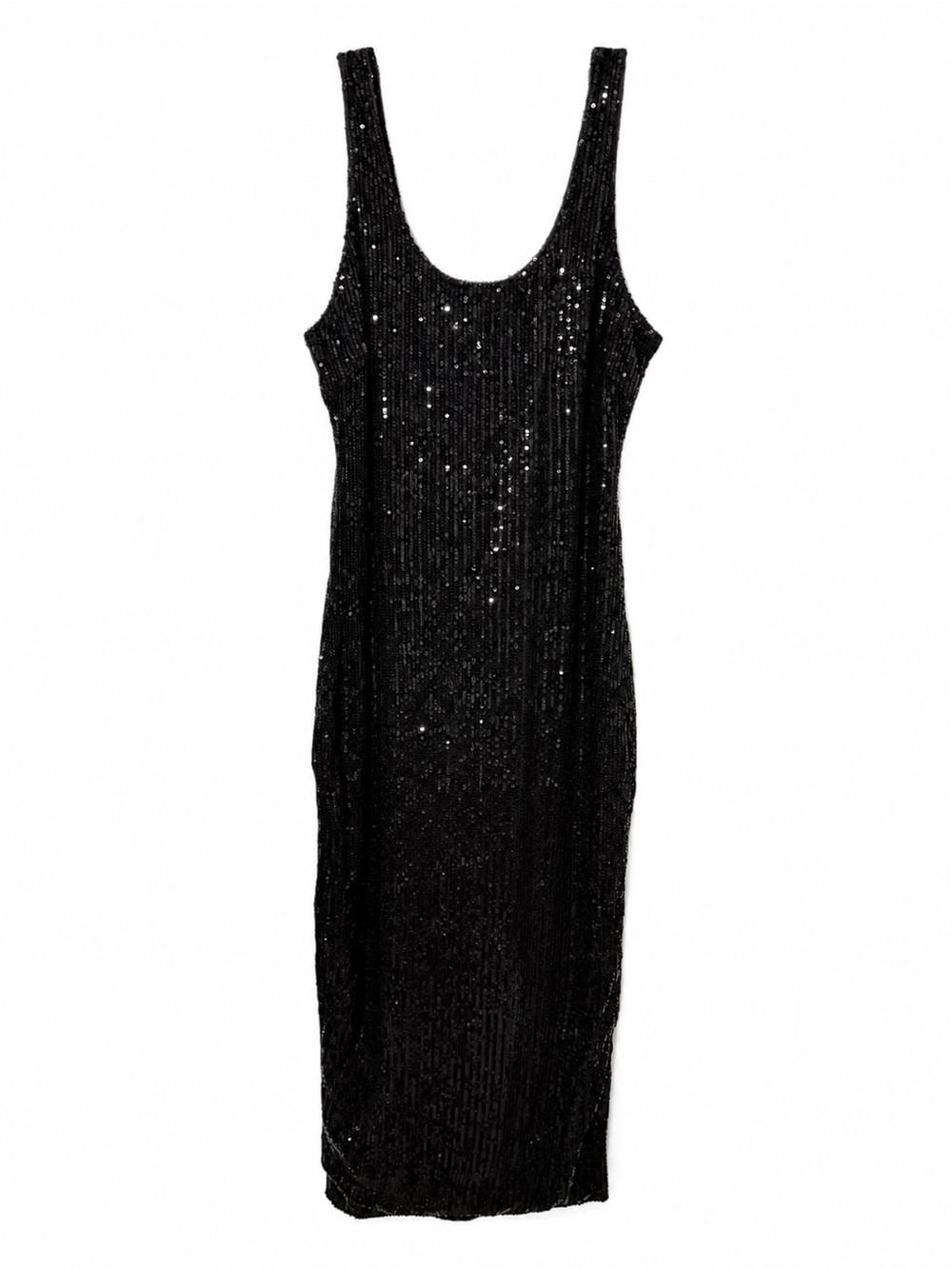 TCEC Black Sequin Tank Midi Dress